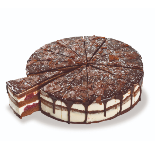 10" Black Forest Cake - Pre Cut 14 piece Round